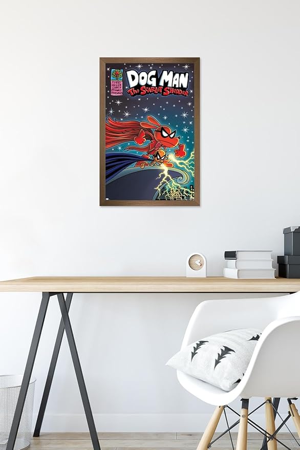 Dog Man - The Scarlet Shedder Wall Poster, 22.4L" x 14.7W", Bronze Framed Version