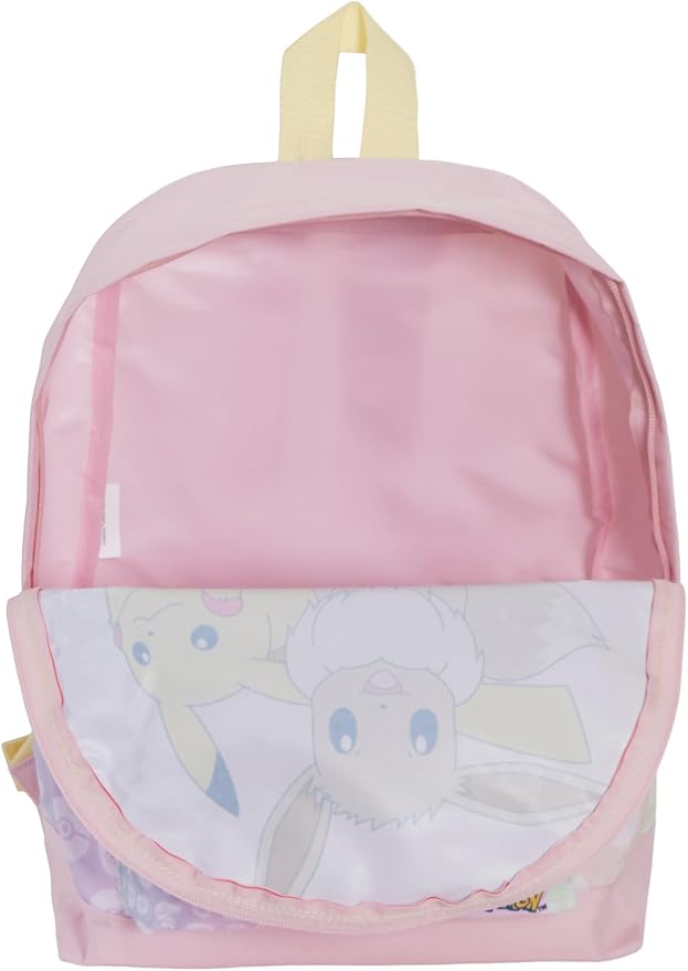 Girls Pokemon Backpack + Lunch Bag + Pencil Case 3 Piece Pikachu & Eevee College School Bag Set, Pink, Backpack