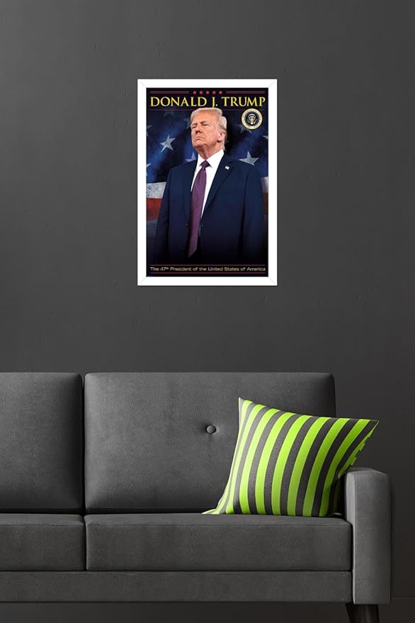 President Donald Trump - 47th President Wall Poster, 22.4L" x 14.7W", White Framed Version