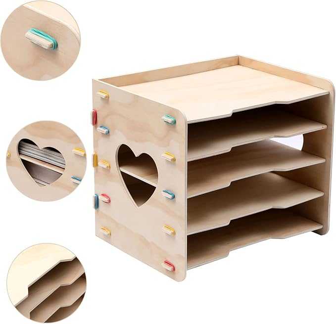5 Tier Office Paper Organizer Cute Desk Organizer File Organizer Desktop for Office School Home Magazine Scrapbook Folders Letter Tray Paper Holder Desk Organizers Classroom Storage