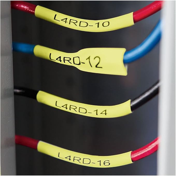DYMO Rhino Industrial Heat-Shrink Cable Label Tubes 19 mm x 1.5 m Black Print on Yellow for Rhino Label Makers