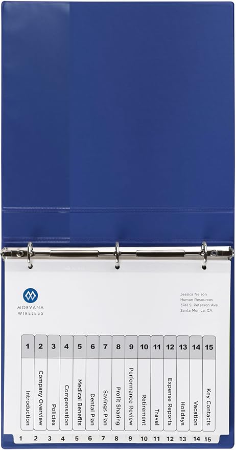 Avery Dividers for 3 Ring Binders, 15 Tabs per Set, Customizable Table of Contents, Classic White Tabs, Great for Organizing Reports, Projects, and More (11142)
