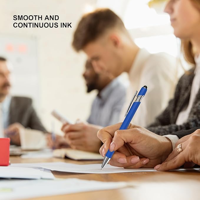 Gel Ink Pens, 12 Pcs, Fine Point, Smooth Writing, Screens & Touch Compatible, Black, Red & Blue, 0.7 mm, Gift & Office Accessory