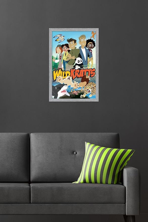 Wild Kratts - Group Wall Poster, 22.4L" x 14.7W", Gray Framed Version
