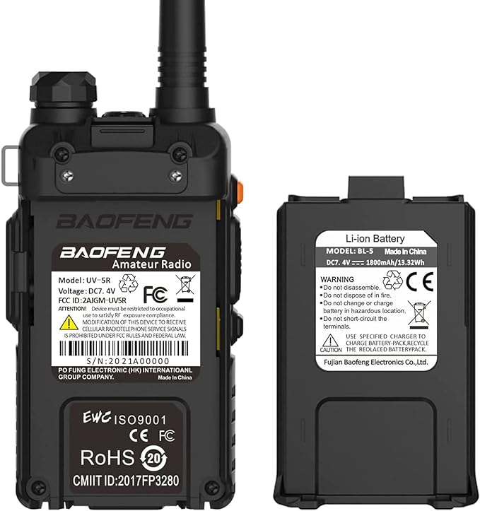 Baofeng UV-5R Dual Band Two Way Radio Handheld Ham Radio Long Range Walkie Talkies Pack of 6 for Hiking Camping Hunting Skiing Trip(Black) with 8.2'' D8 (VHF UHF)