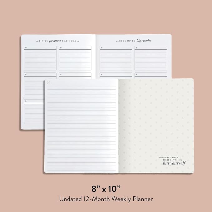 Erin Condren Undated Softbound Life Planner, 8” x 10” 12-Month Weekly & Monthly Planner Journal, Horizontal Layout, Soft Cover, Layflat Binding, Colorwave Cover Design, Neutral Interior Design
