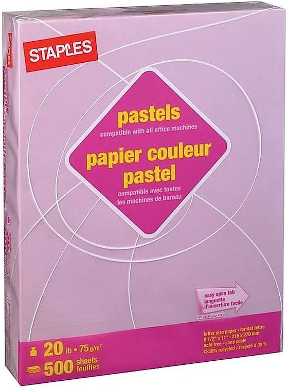 Staples Pastel Copy Paper 8.5 x 11 Inch Lilac Color Sheets for Printing and Documents
