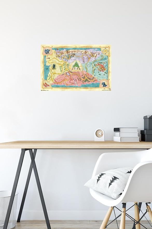The Wizard Of Oz - Map Wall Poster, 22.4L" x 14.7W", Premium Poster & Mount Bundle