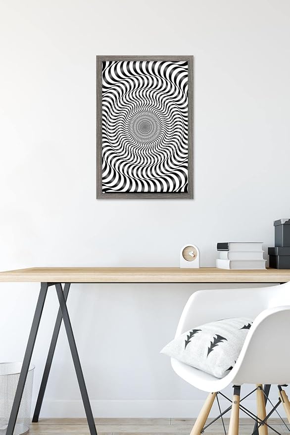 Trends International Zebra Stripe Optical Illusion Wall Poster, 14.725" x 22.375", Barnwood Framed Version