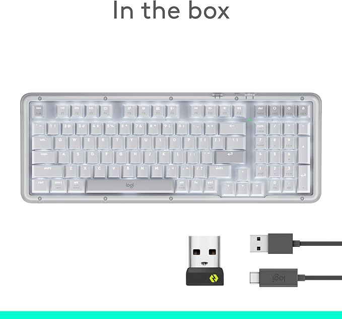 Logitech Alto Keys K98M Wireless Mechanical Keyboard, Customizable Keyboard with Vibration Absorbing Gasket, Backlit Keys, Bluetooth, USB-C Charging, for PC, Mac, Laptops - Off-White