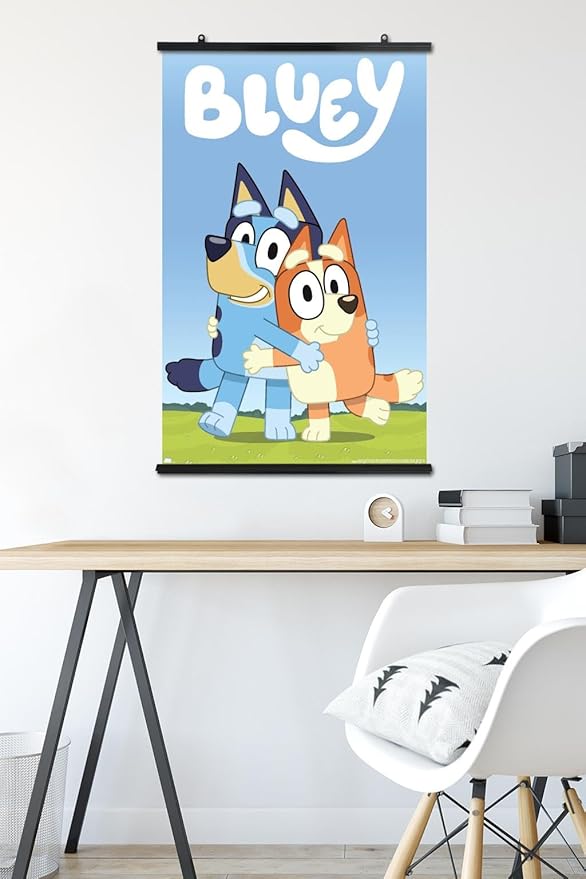 Bluey - Hug Wall Poster, 34L" x 22.4W", Premium Poster & Clip Bundle