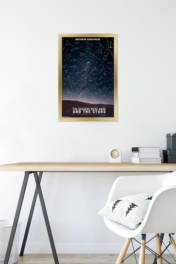 The Stars Wall Poster, 22.4L" x 14.7W", Gold Framed Version