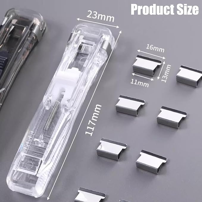 Portable Binder Clip Stapler, Includes 100 Reusable Clips, Handheld Paper Clam Clip Dispenser Large Size, Mini Push Stapler Clamp Staplers for Desktop Document Home School Desk Office(Red*2)