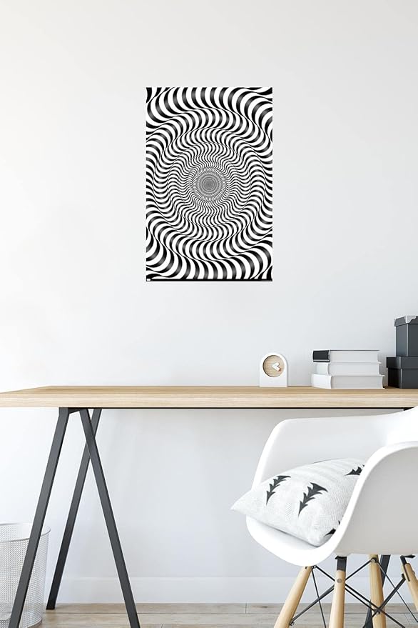 Trends International Zebra Stripe Optical Illusion Wall Poster, 14.725" x 22.375", Premium Poster & Mount Bundle