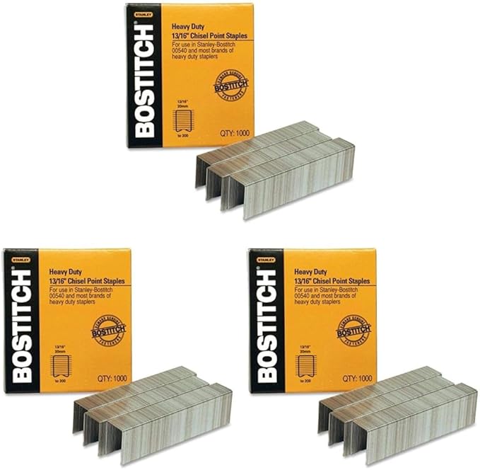Heavy-Duty Staples, Use in 00540, 1/2" W, 13/16" L (Pack of 3)