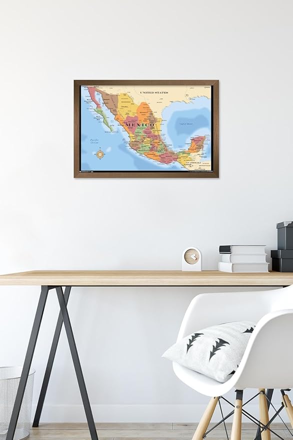 Trends International Map - Mexico Wall Poster, 14.725" x 22.375", Bronze Framed Version