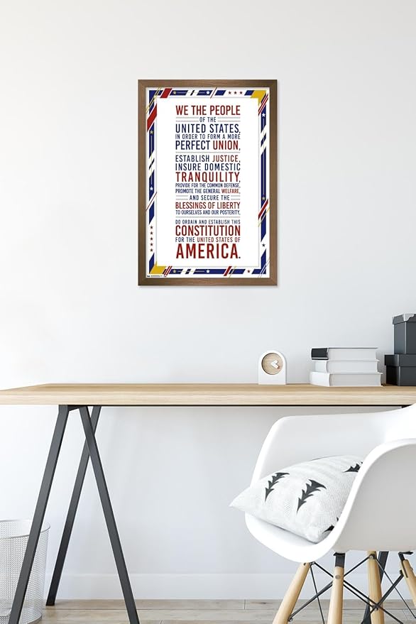 Trends International The United States Of America - Constitution Preamble Wall Poster, 14.725" x 22.375", Bronze Framed Version