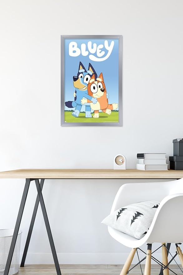 Bluey - Hug Wall Poster, 22.4L" x 14.7W", Silver Framed Version
