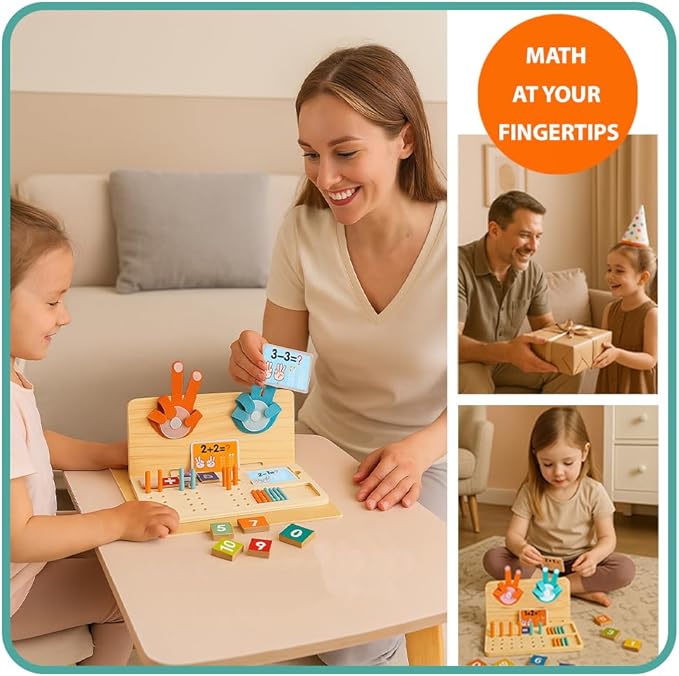 Montessori Math Learning Toy for Kids ā Wooden Educational Counting Set with Double-Sided Board, Number Blocks, 20 Pcs Counting Sticks, 10 Pcs Flashcards, Holder & Pen - Preschool Learning Activities