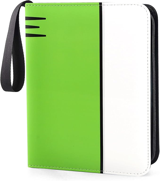 Card Binder 4 Pocket, Collectible Trading Card Albums Fits 400 Cards with 50 Removable Sleeves, Portable Trading Card Binder Collection Album Holder, Game Card Case book With Zipper for Gifts, L-Green
