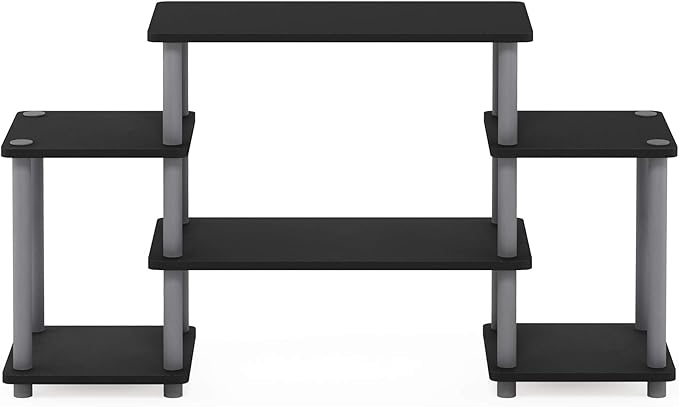 Furinno Turn-N-Tube No Tools Entertainment TV Stands, Black/Grey