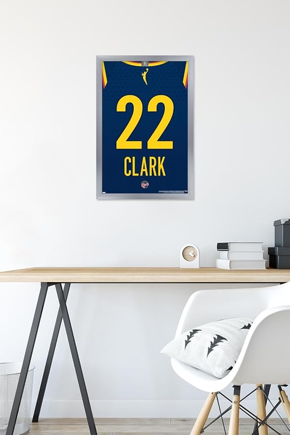 WNBA Indiana Fever - Caitlin Clark Jersey Wall Poster, 22.4L" x 14.7W", Silver Framed Version