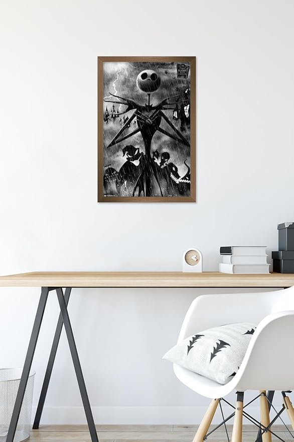 Trends International Disney Tim Burton's The Nightmare Before Christmas - Shadows Wall Poster, 22.4L x 14.7W, Bronze Framed Version
