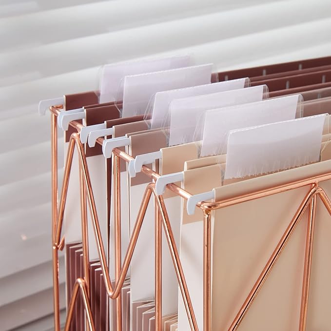 Y YOMA Letter Size - 24 Pack Extra Capacity Hanging File Folders Accordion Decorative File Folder Cute Colored Hanging Folder Organizer for Office Home with 1/5-Cut Adjustable Tabs, Mocha Color