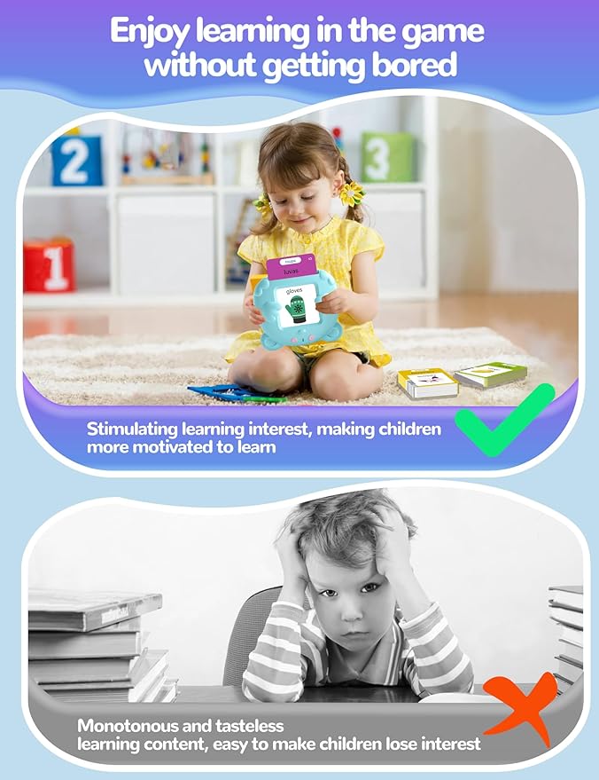 Portuguese and English Talking Flash Cards for Kids, 510 Sight Words Bilingual Learning Toys for Toddlers, Autism Pocket Speech Therapy Toys, Brazil Português Vocabulary Educational Flashcards