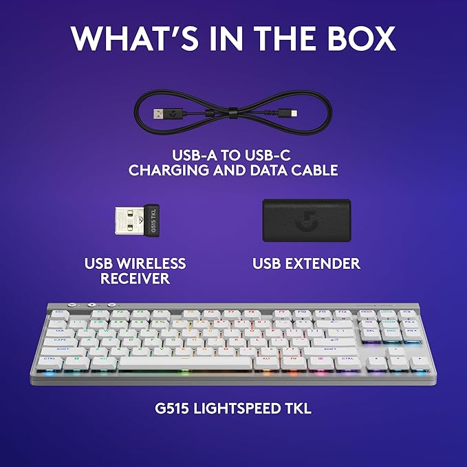 Logitech G515 TKL Wireless Gaming Keyboard (Tactile)+ G309 Lightspeed Wireless Gaming Mouse Bundle - White