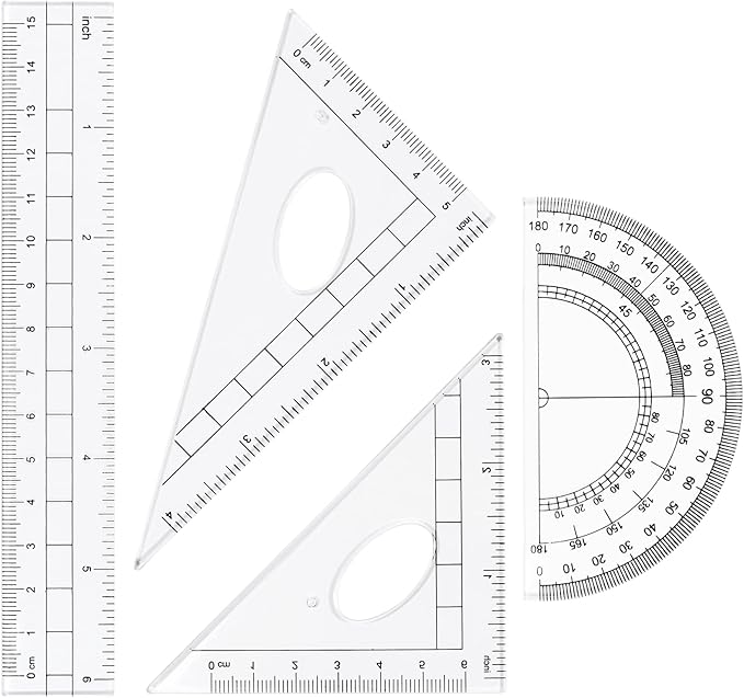 Math Geometry Kit Sets 10 Piece Student Supplies with Shatterproof Storage Box,Includes Rulers,Protractor,Compass,Eraser,Pencil Sharpener,Lead Refills,Pencil,for Drafting and Drawings(Orange)