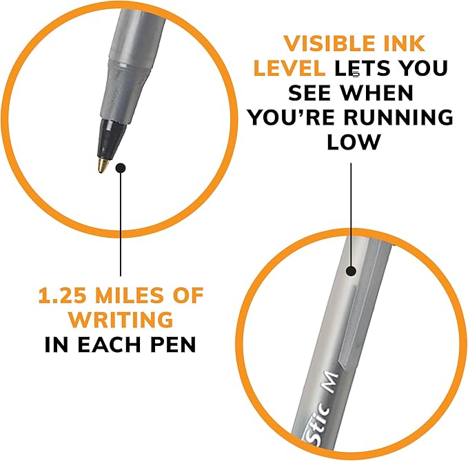BIC Round Stic Xtra Life Assorted Ink Ballpoint Pens,Medium Point (1.0mm),of Bulk Pens,Flexible Round Barrel for Comfortable Writing,No. 1 Selling Ballpoint-Pens,60 Count (Pack of 9)