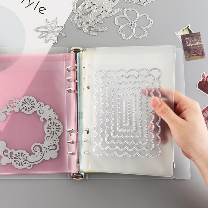 2PCS A5 6 Ring Binder Cover Clean Transparent Soft PVC for Refillable Notebook Shell withMatte surfaceforStamp & Die Storage
