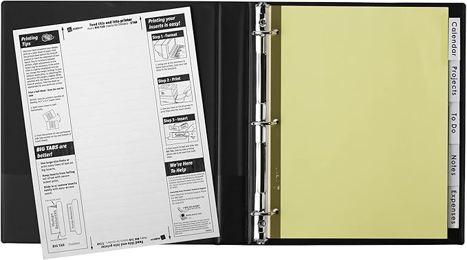 Avery 5 Tab Binder Dividers, Insertable Clear Big Tabs, 1 Set Pack, 10 Packs, 10 Sets Total (11110)