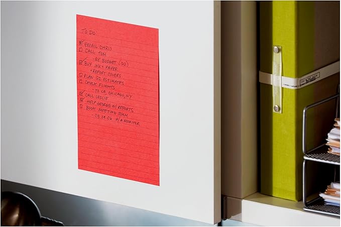 Post-it Super Sticky Lined Notes, 3 Sticky Note Pads, 4 x 6 in., Ideal for Organization in Your Dorm, Home or Office, Playful Primaries Collection