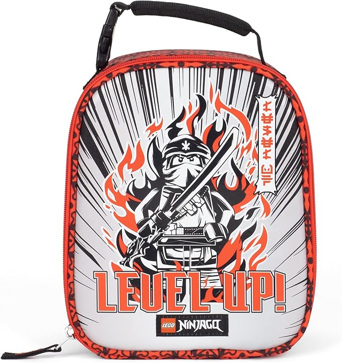 LEGO NINJAGO Lunch Box, Insulated Soft Reusable Lunch Bag Meal Container for Boys and Girls, Perfect for School, or Travel, Meal Tote to Keep Food and Drinks Cold, Level Up