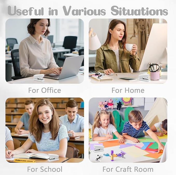 White Mini Stapler with Staples, Portable Office Supplies Set with Small Stapler, Staple Remover and 2,000 Staples, Cute Mini Stapler for Desk, School, Office & Home Desk Essentials