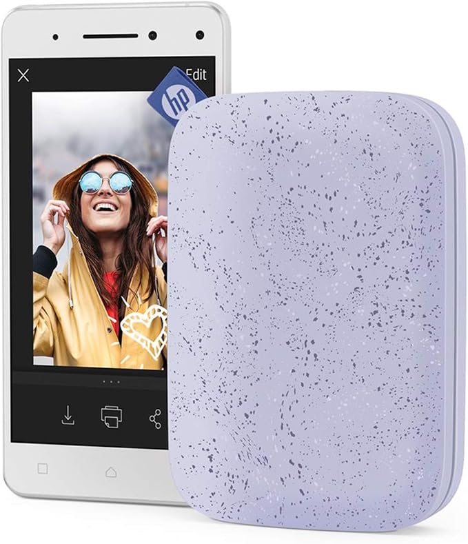 HP Sprocket 2x3 Instant Smartphone Photo Printer 75 Sheets Bundle - Bluetooth Portable Color Wireless Mobile Printer (Purple) Zink Sticky-Back Photos