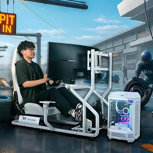 Thermaltake GR300 Racing Simulator Monitor Stand; Single Monitor or TV; 32" to 50" Screens; VESA Mounting; Powder Coated Steel; White; GSC-R3M-MDSLWH-01