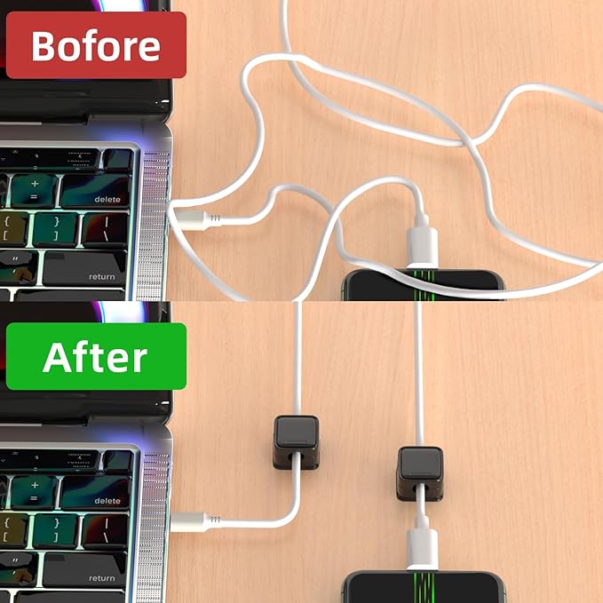 10 Pack Magnetic Cord Organizer Holder, Adjustable Cable Clips, Strong Adhesive Desk Cable Management Clips for Nightstand, Office, Car, Easy Open Design for Tidy Wire Organization
