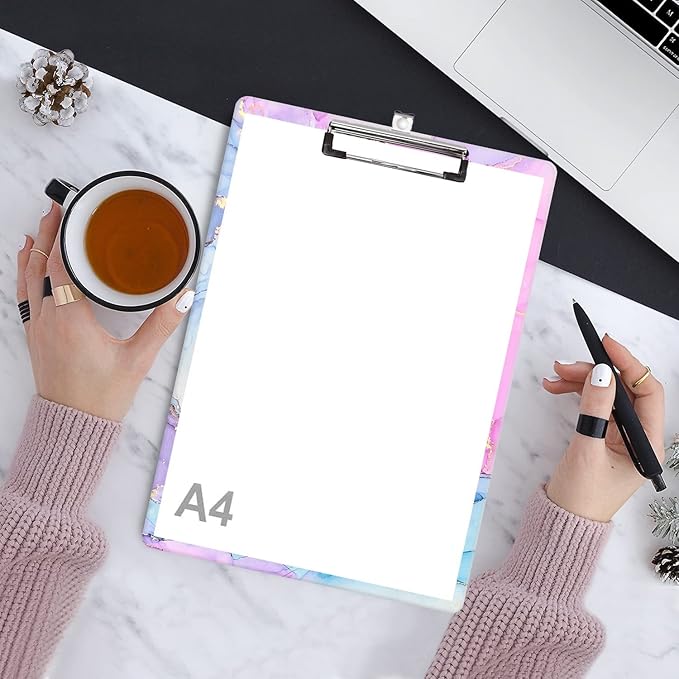 Fashion Clipboard, A4 Letter Size Wooden Decorative Clipboards for Teacher, Nurse, Doctor,Student and Kids, Cute Design for Standard Size 12.2" x 8.9"(C-Lovely Marble)