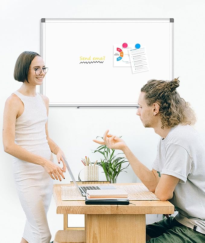 2 Pack Double-Sided Magnetic Whiteboard, 36" x 24" Dry Erase Board, Aluminum Frame White Board for Wall, Hanging Mounting White Board Dry Erase Marker Board for Office, School, Home