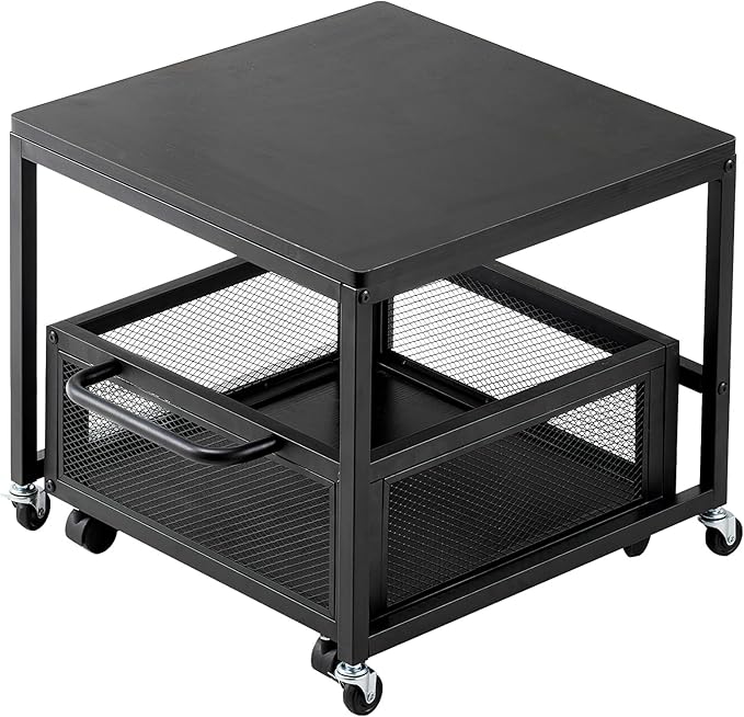 VEVOR Mini Fridge Stand with Storage, 198 lbs Mini Fridge Table with Movable Storage Cart & Swivel Wheels, Beverage Refrigerator Stand for Coffee Bar, Mini Fridge Organizer for Office Home Dorm, Black