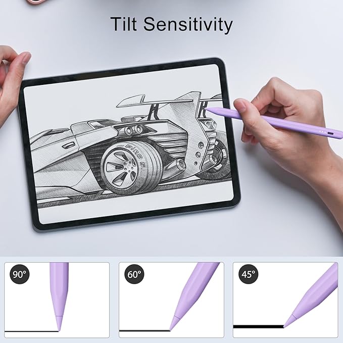 Stylus Pen for iPad, 13 mins Fast Charge for Apple iPad Pencil with Palm Rejection, Compatible with 2018-2024 iPad Air 3/4/5/6, iPad mini 5/6, iPad 6/7/8/9/10, iPad Pro 11"/12.9"/13" (Purple)