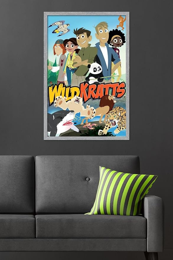 Wild Kratts - Group Wall Poster, 34L" x 22.4W", Gray Framed Version