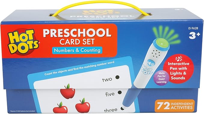 Educational Insights Hot Dots Numbers & Counting Set - Preschool Learning Activities, Interactive Math Flash Cards for Toddlers 3-5 Years, Kindergarten Classroom Must Haves & Homeschool Essentials