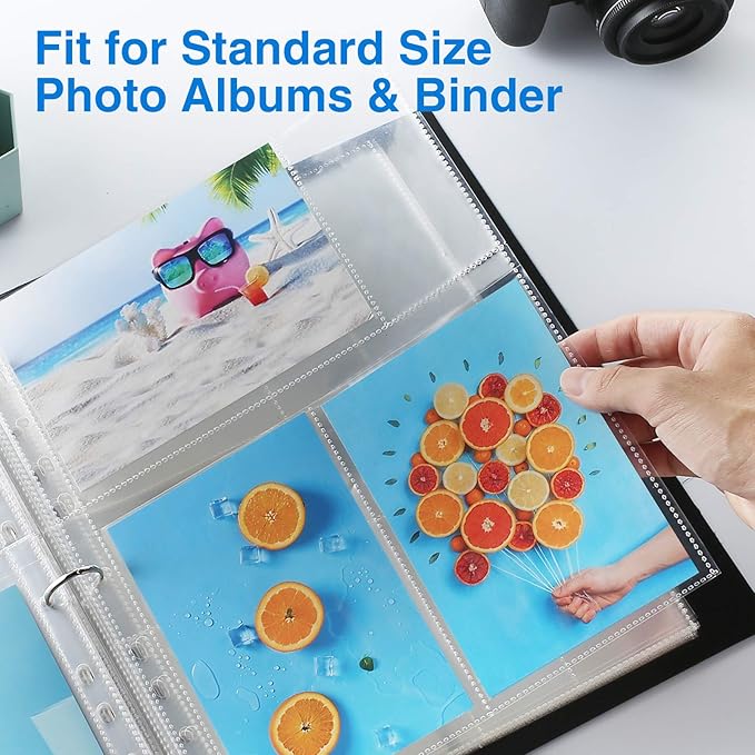 Sooez 30 Pack 4x6 Photo Sleeves for 3 Ring Binder (180 Pictures), Heavy Duty Plastic Page Protectors, Clear Binder Postcard Sleeves, Archival Photo Album Refill Pages, Binder Inserts
