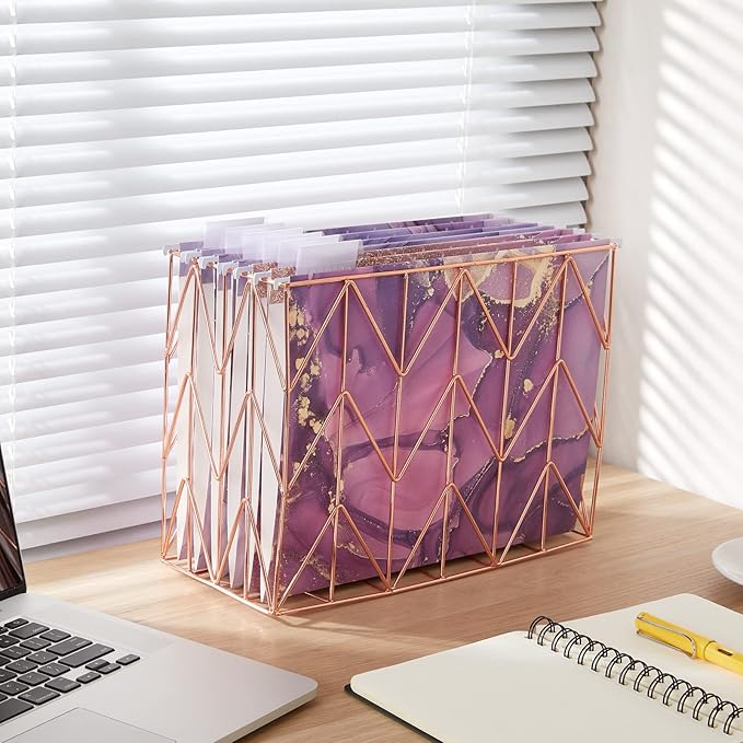6 Packages Hanging folders File Cabinet Organizer Letter Size 1/5 Cut Adjustable Labels Decorate Home Office School Classroom, Purple Marble 9.3 "x 12.8"…