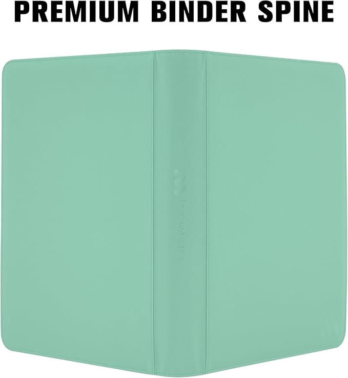 Card Binder 16 Pocket,Trading Card Binder Holds up to 1408 Cards with 44 Sleeves,Zipper Card Holder Album Compatible with TCG Card/Game Cards/Sports Card-Light green