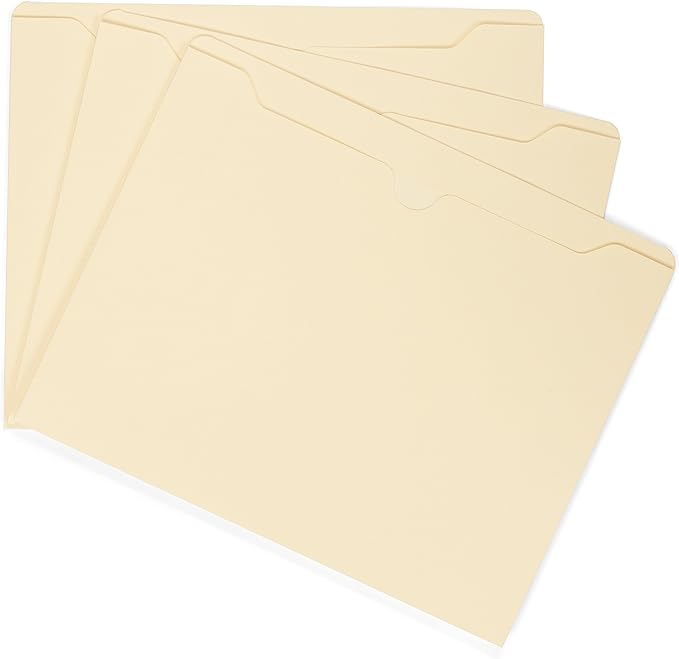 Blue Summit Supplies 1 Inch File Jacket Expansion, Pocket File Folders Letter Size Expanding 1 inch for Documents, Reinforced Straight Cut Tab, 1 in Expandable Folders, Letter Size, 50 Pack, Manila